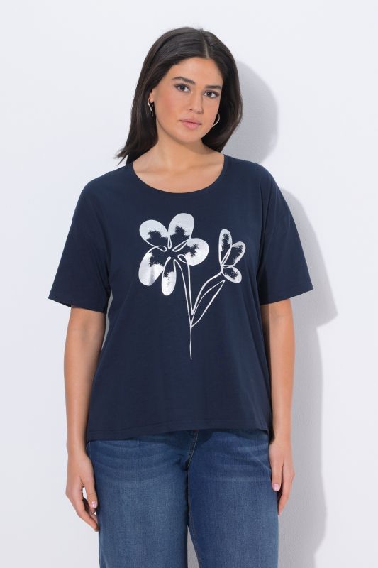 Metallic Linework Flower Graphic Tee