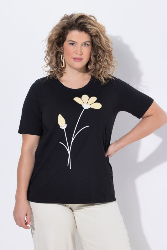 Eco Cotton Textured Flower Graphic Tee