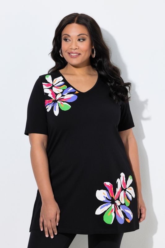 Туника с рисуван флорален принт