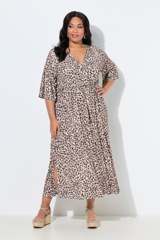 Wrap Look Leopard Print Maxi Dress