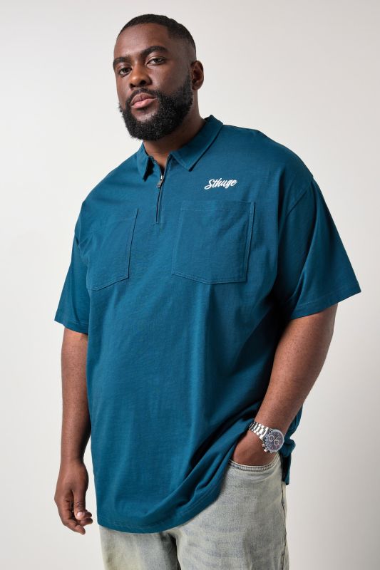 Блуза с яка и надпис