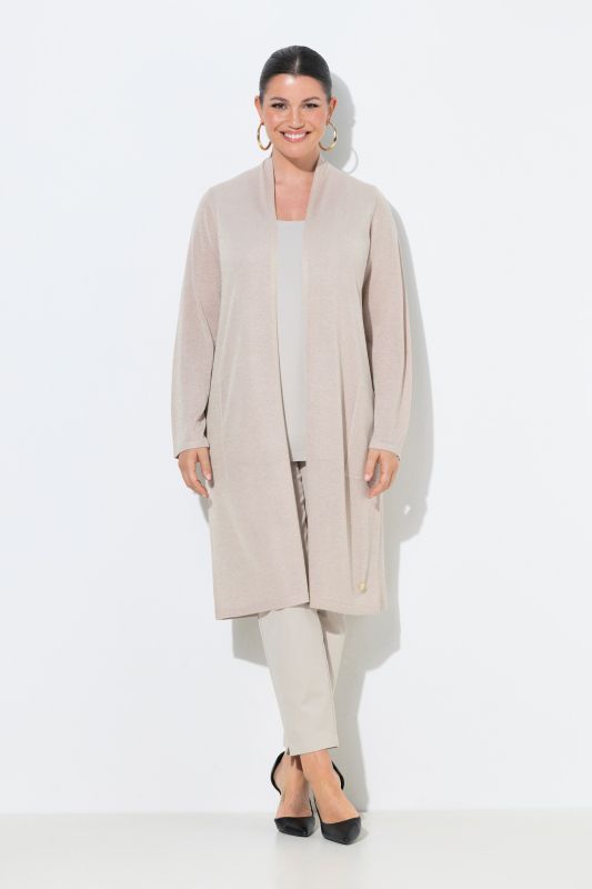 Shimmering Longline Open Shape Cardigan