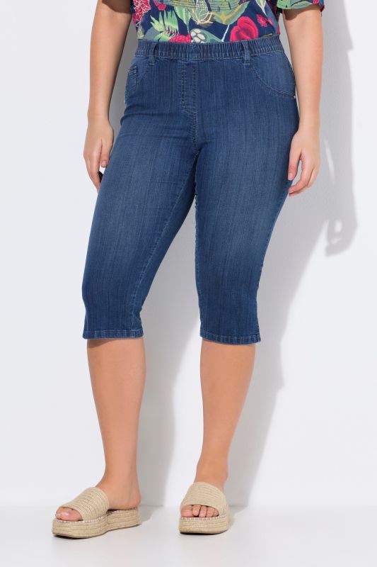 Denim Elastic Waist Capres