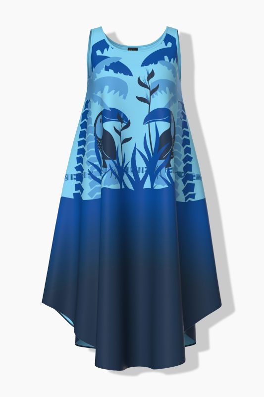 Toucan Print Sleeveless A-Line Dress