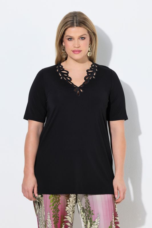 Embroidered Neckline Tee