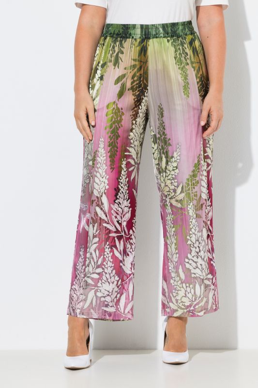 Floral Gradient Elastic Waist Pants