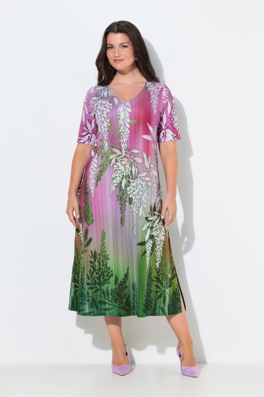 Floral Gradient Short Sleeve Slinky Dress