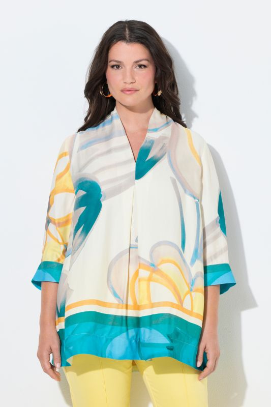 Floral Brushstroke Satin Blouse