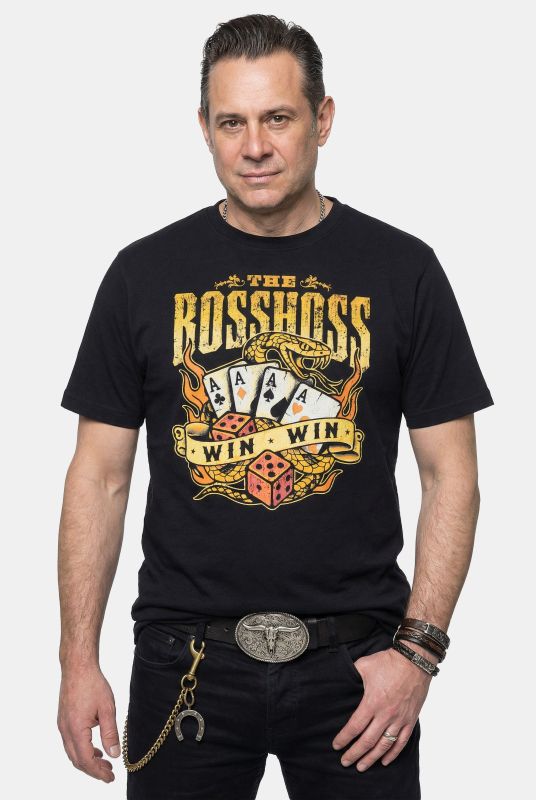Тениска с принт на групата Boss Hoss