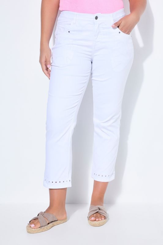 Openwork Trim Denim Capris