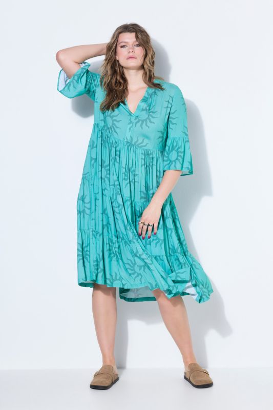 Sun Print Flounce Panel Dress