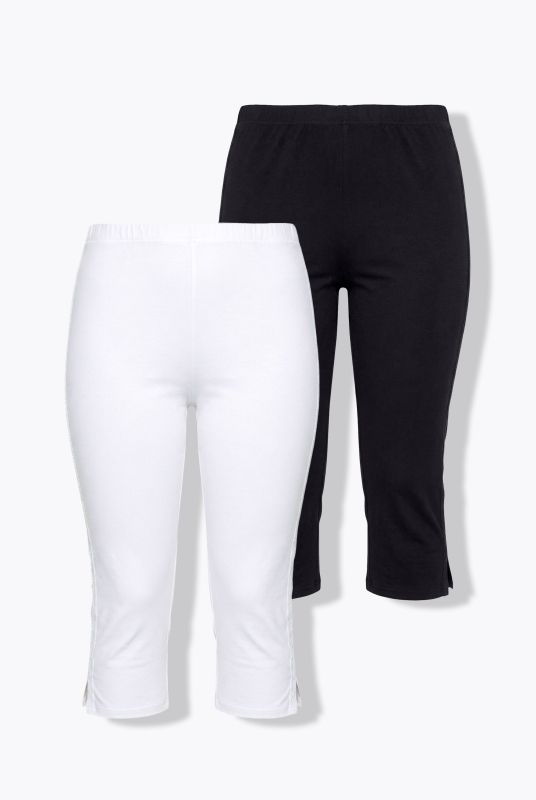 2 Pack Eco Cotton Lace Stripe Capri Leggings