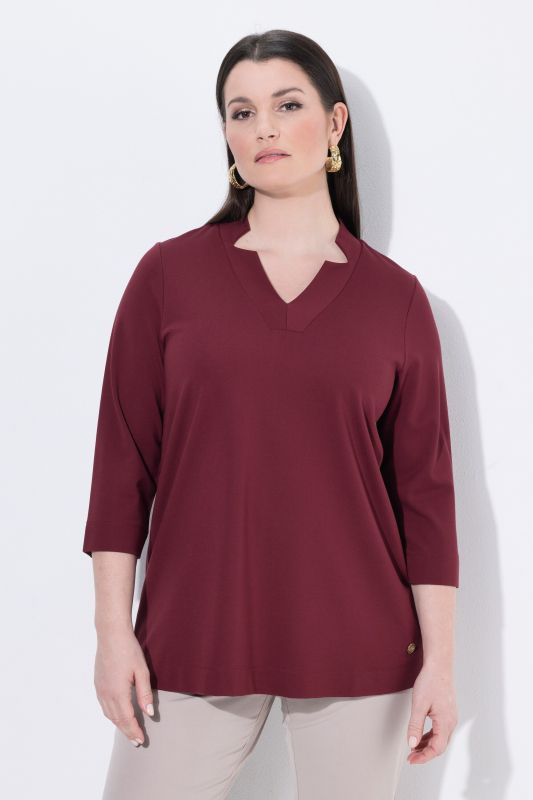 Split Neckline 3/4 Sleeve Tee