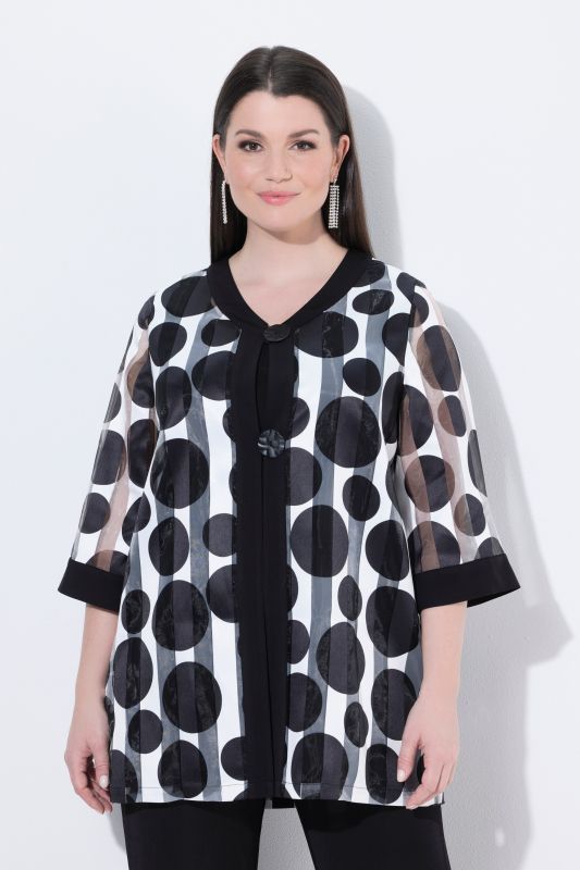 Polka Dot Sheer Burnout 3/4 Sleeve Jacket