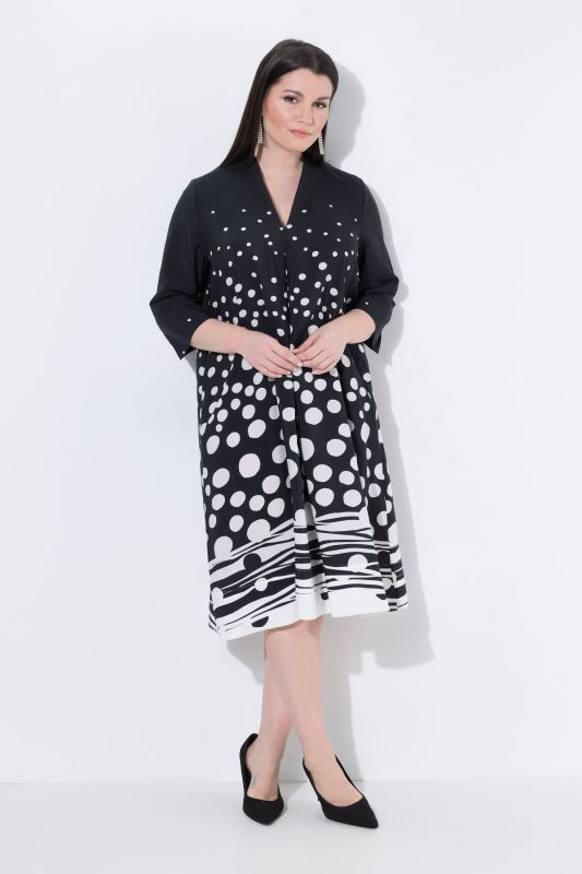 Rippling Dot Print Lyocell 3/4 Sleeve Dress