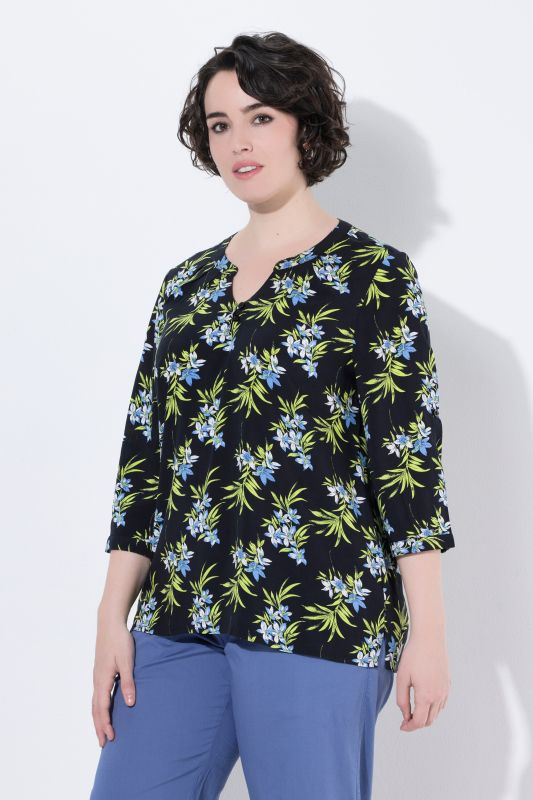 Блуза с райета и принт на котви