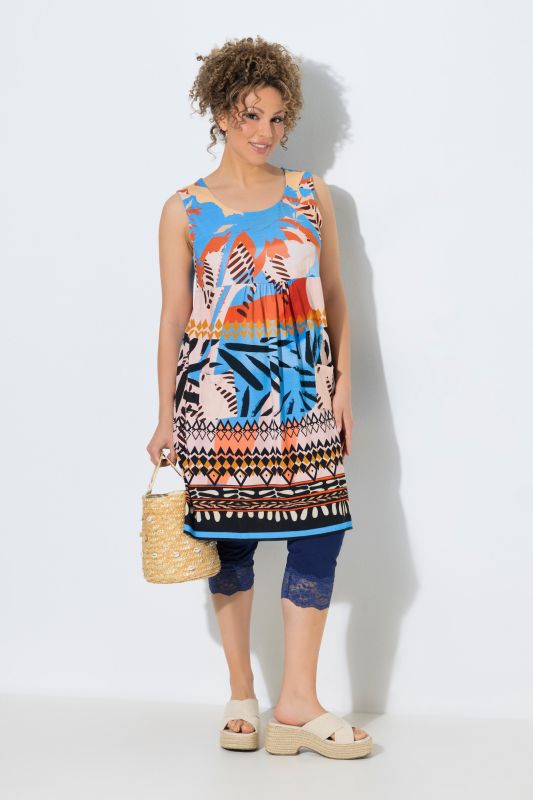 Striped Patchwork Print Sleeveless Jersey Dress