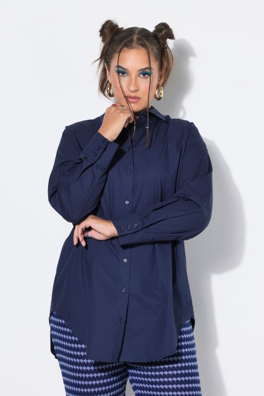 Back Button Long Sleeve Blouse