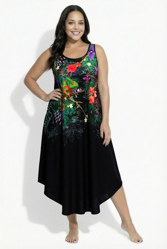 Chameleon Print Sleeveless A-Line Dress