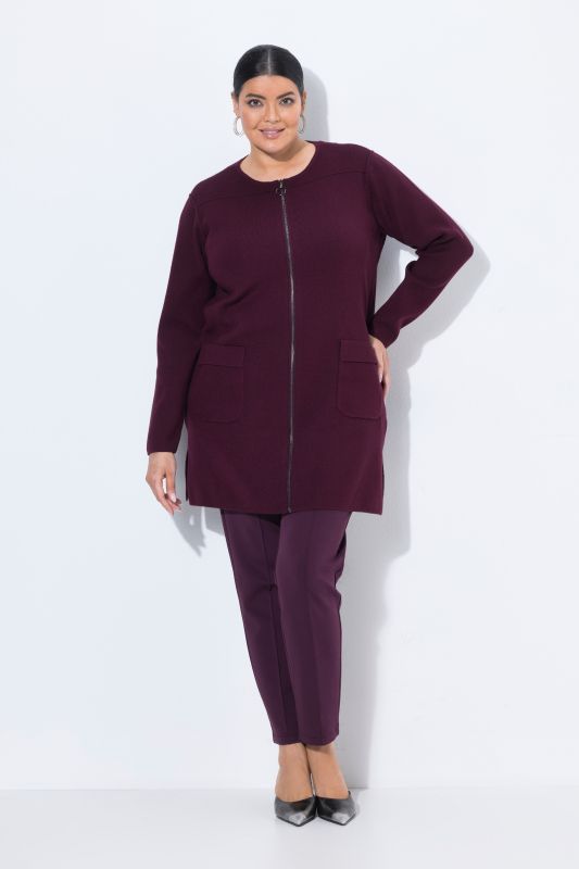 Ribbed Longline Zip-Up Cardigan