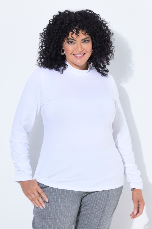 Gathered Sleeve Turtleneck Tee