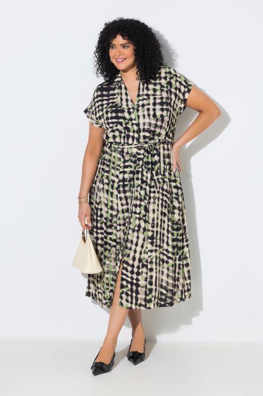 Abstract Print Short Sleeve Maxi Dress