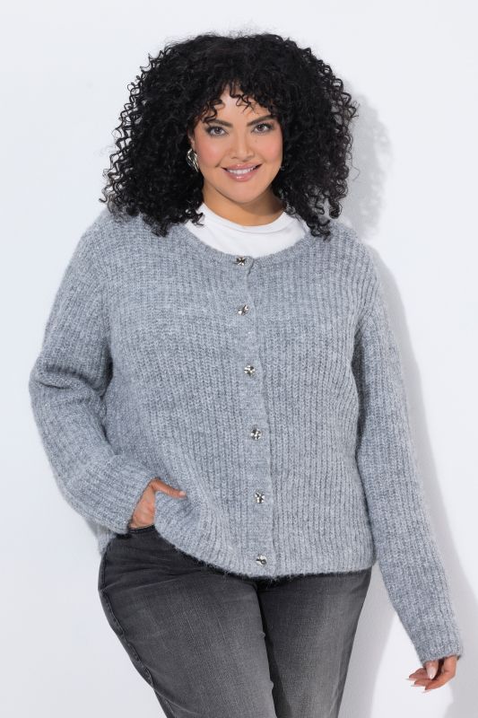 Sequined Long Sleeve Ribbed Knit Cardigan