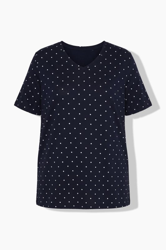 Print V-Neck Short Sleeve Cotton Tee