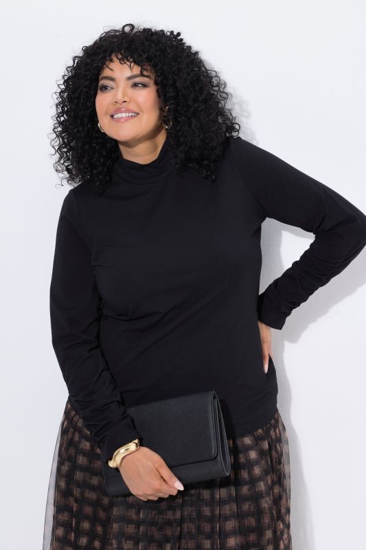 Gathered Sleeve Turtleneck Tee