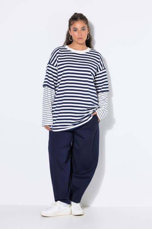 Layered Stripe Oversized Long Sleeve Tee