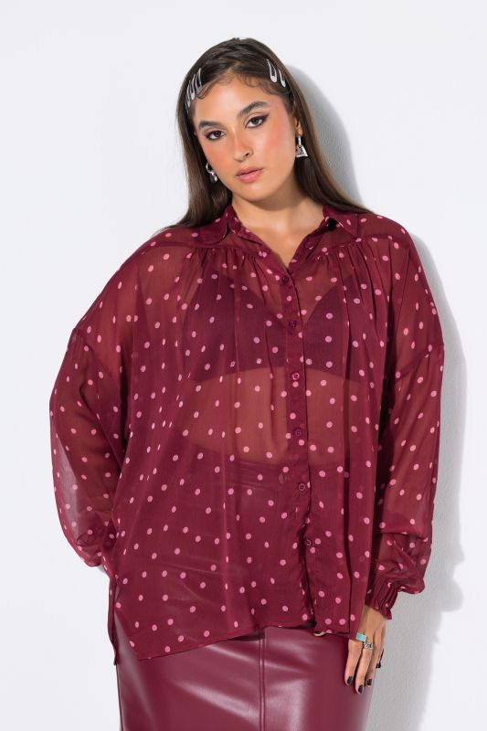 Polka Dot Sheer Chiffon Blouse