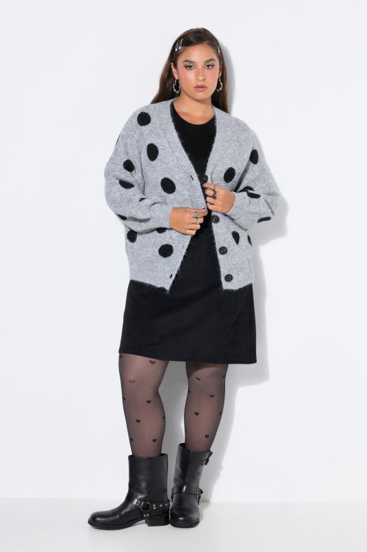 Polka Dot Jacquard Oversized Cardigan