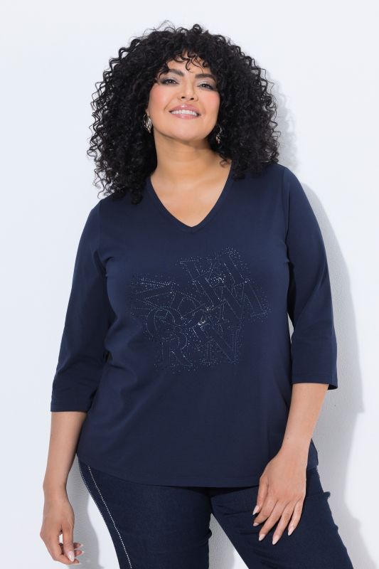 Tonal Rhinestone Logo 3/4 Sleeve Tee