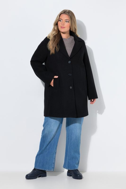 Wool-Blend Lapel Collar Coat