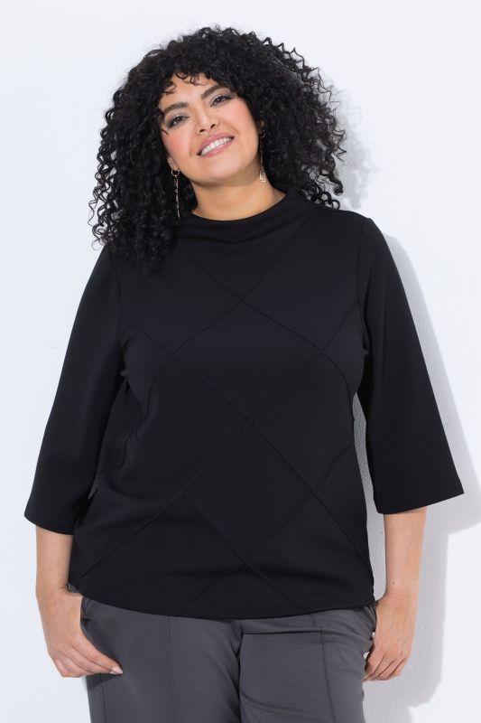 Textured Diamond 3/4 Sleeve Sweatshirt