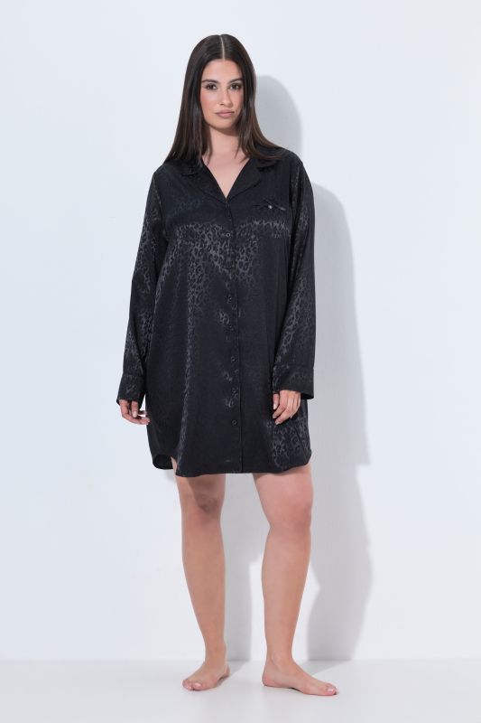 TruYou Lapel Collar Leopard Print Nightgown