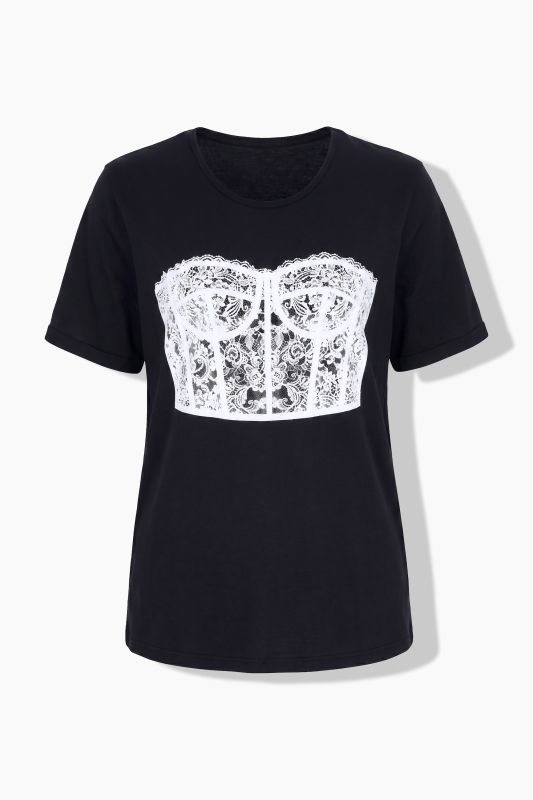 Corset Motif Oversized Short Sleeve Tee