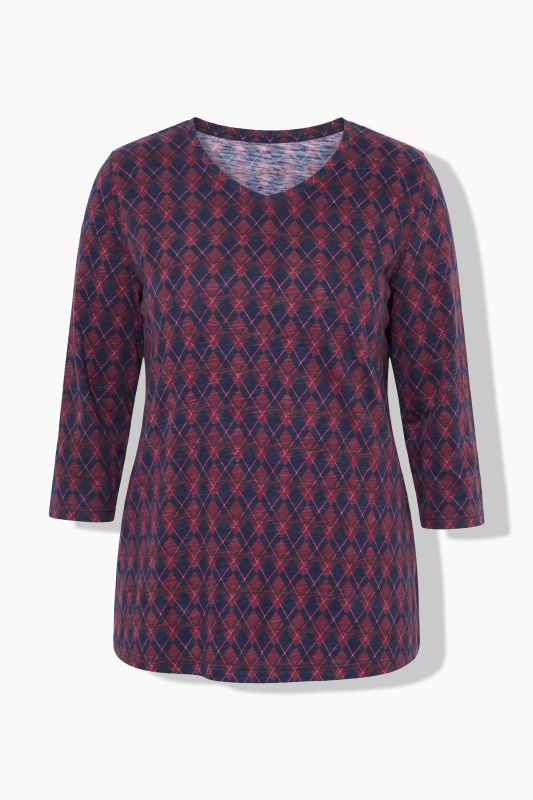 3/4 Sleeve Argyle Tee
