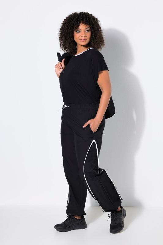 Contrast Piping Drawstring Waist Track Pants