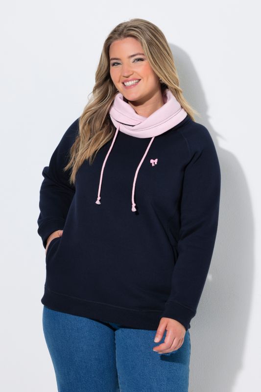 Rolled Collar Drawstring Sweatshirt