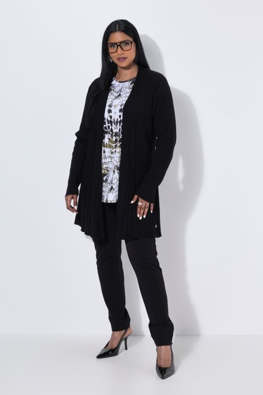 Pleated Longline Open Shape Cardigan