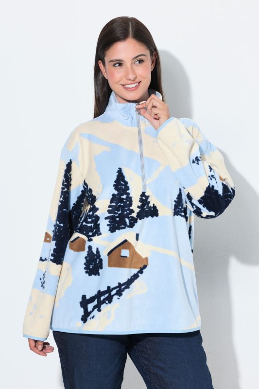 Winter Landscape Partial Zip Fleece Sweatshirt