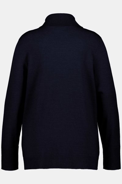 Turtleneck Ribbed Trim Long Sleeve Sweater