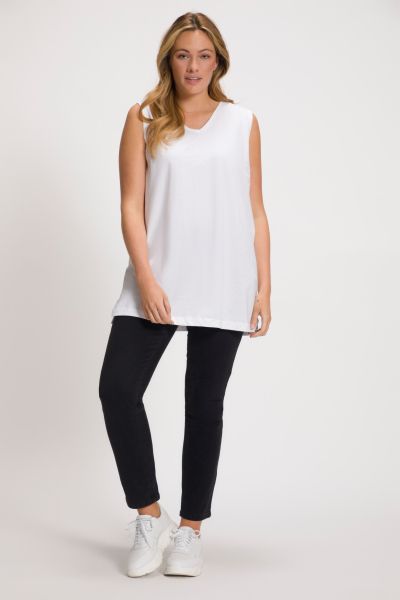 Basic V-Neck Relaxed Fit Cotton Knit Tank