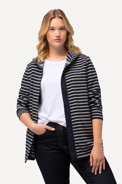Striped Fleece Hooded Jacket