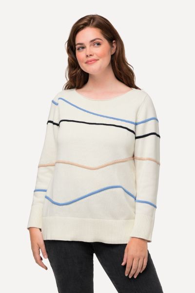 Eco Cotton Contrast Piped Boat Neck Sweater