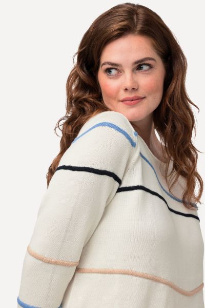 Eco Cotton Contrast Piped Boat Neck Sweater