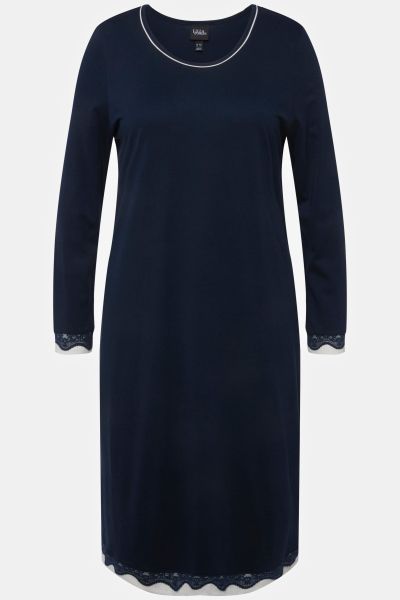 Lace Hem Contrast Trim Super Soft Knit Nightgown