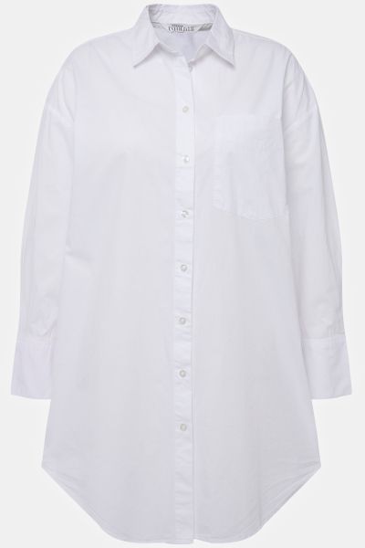 Shirt blouse, oversized, button placket, shirt collar