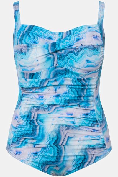 Marble Ruched One Piece Swim Suit